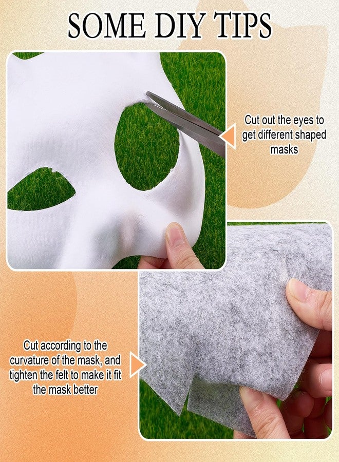 Seenelling مجموعة أقنعة ثيريان DIY من Seenelling، 13 قطعة، قناع قطة فارغ مع قطعة قماش من اللباد، فرو صناعي ناعم، شبكة للعينين، لأدوات ثيريان (لون داكن). - Image 5